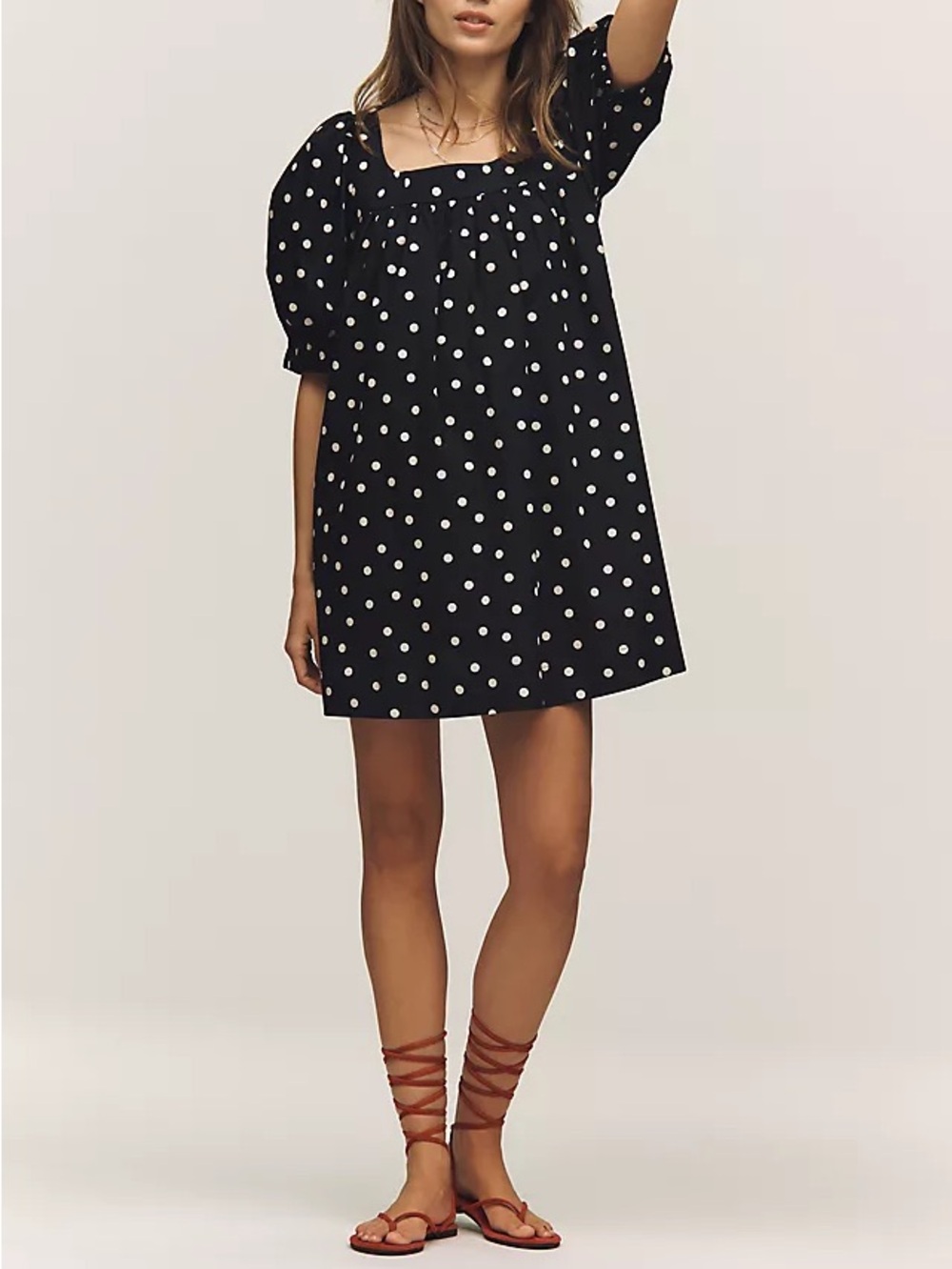 Anthropologie Black Polka Dot Mini Dress